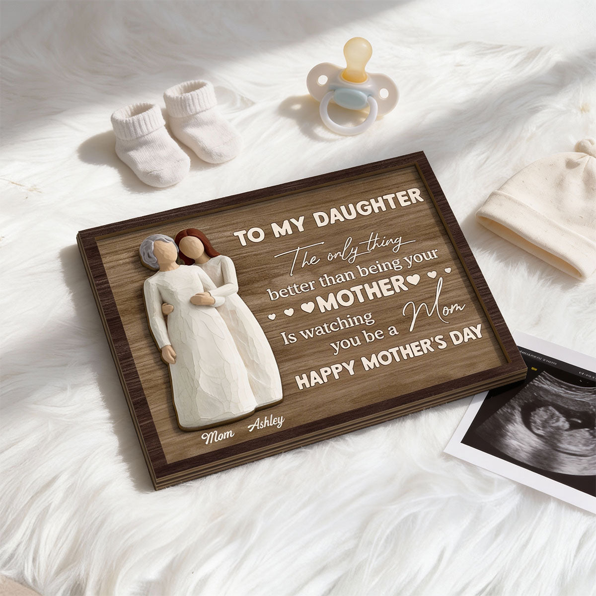 To My Daughter Watching You Be A Mom - Personalized 2-Layered Wooden Plaque - Mother's Day Gift For Daughter From Mom