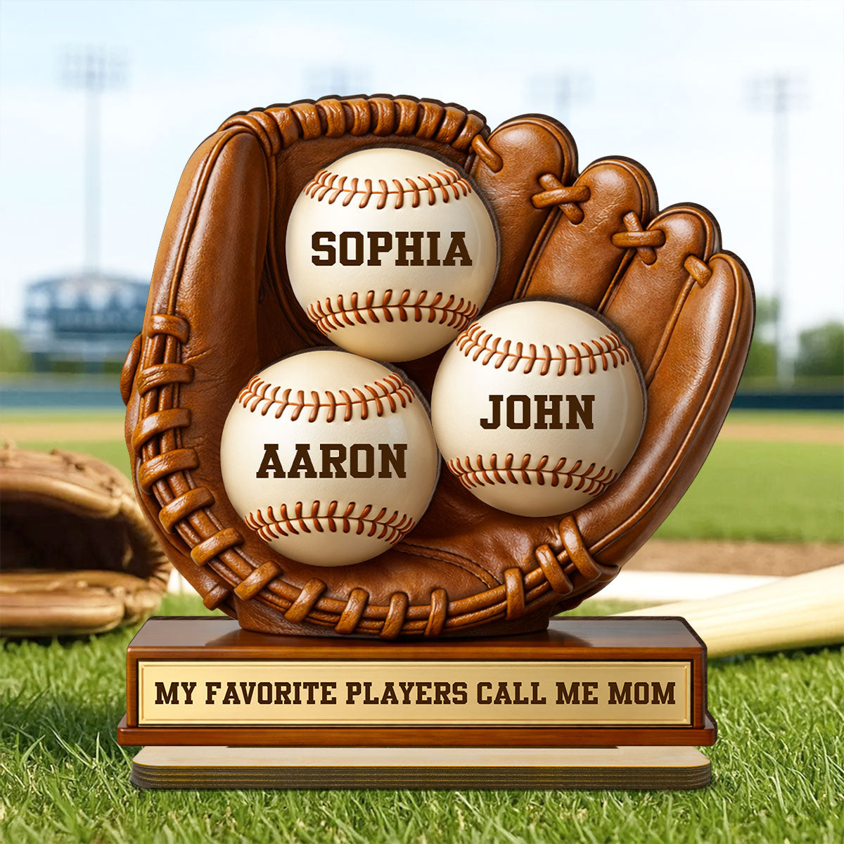 My Favorite Players Call Me Mom - Personalized 2-Layered Wooden Plaque - Sentimental Keepsake, Mother's Day Gift for Mom, Wife
