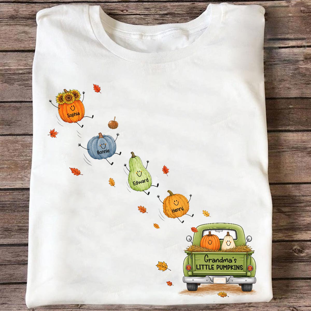 Grandma's Little Cute Pumpkins - Personalized Shirt - Fall Season Cozy Shirt