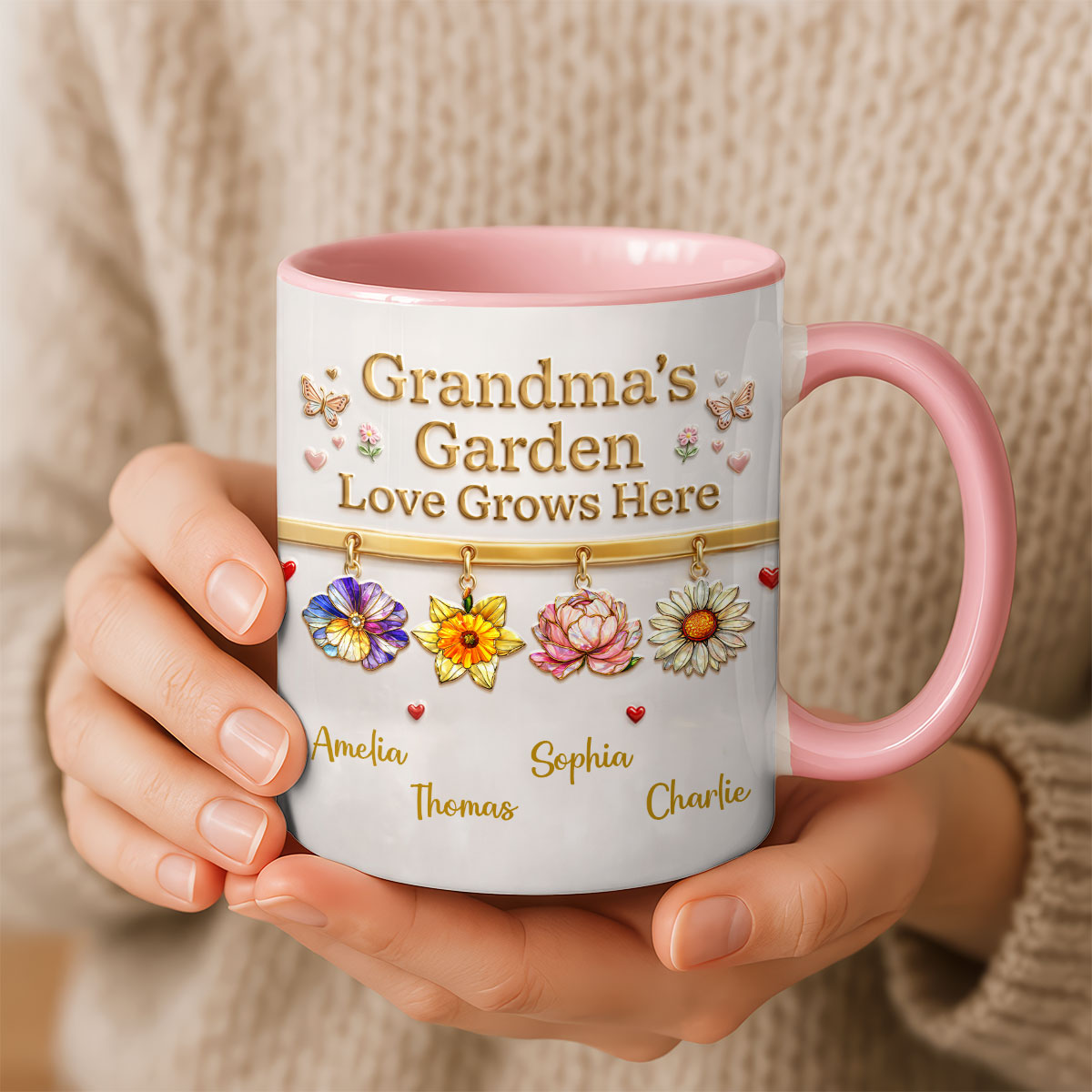 Grandma's Garden Love Grows Here, Custom Birth Flower - Personalized Mug - Mother's Day Gift for Grandma, Mom