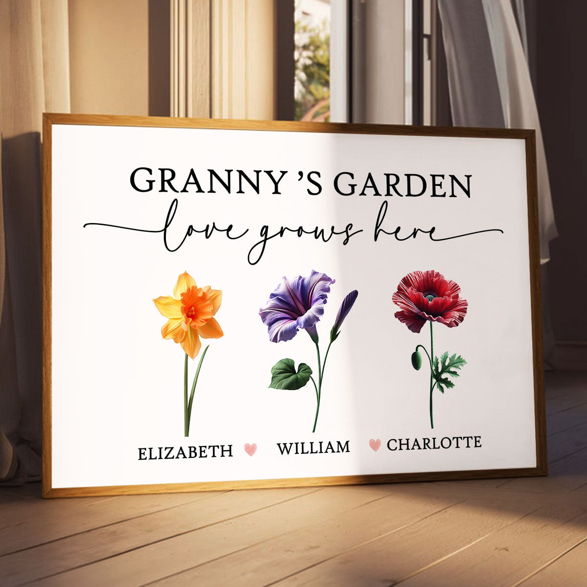 Grandma's Garden Love Grows Here - Personalised Poster - Gift for Grandma
