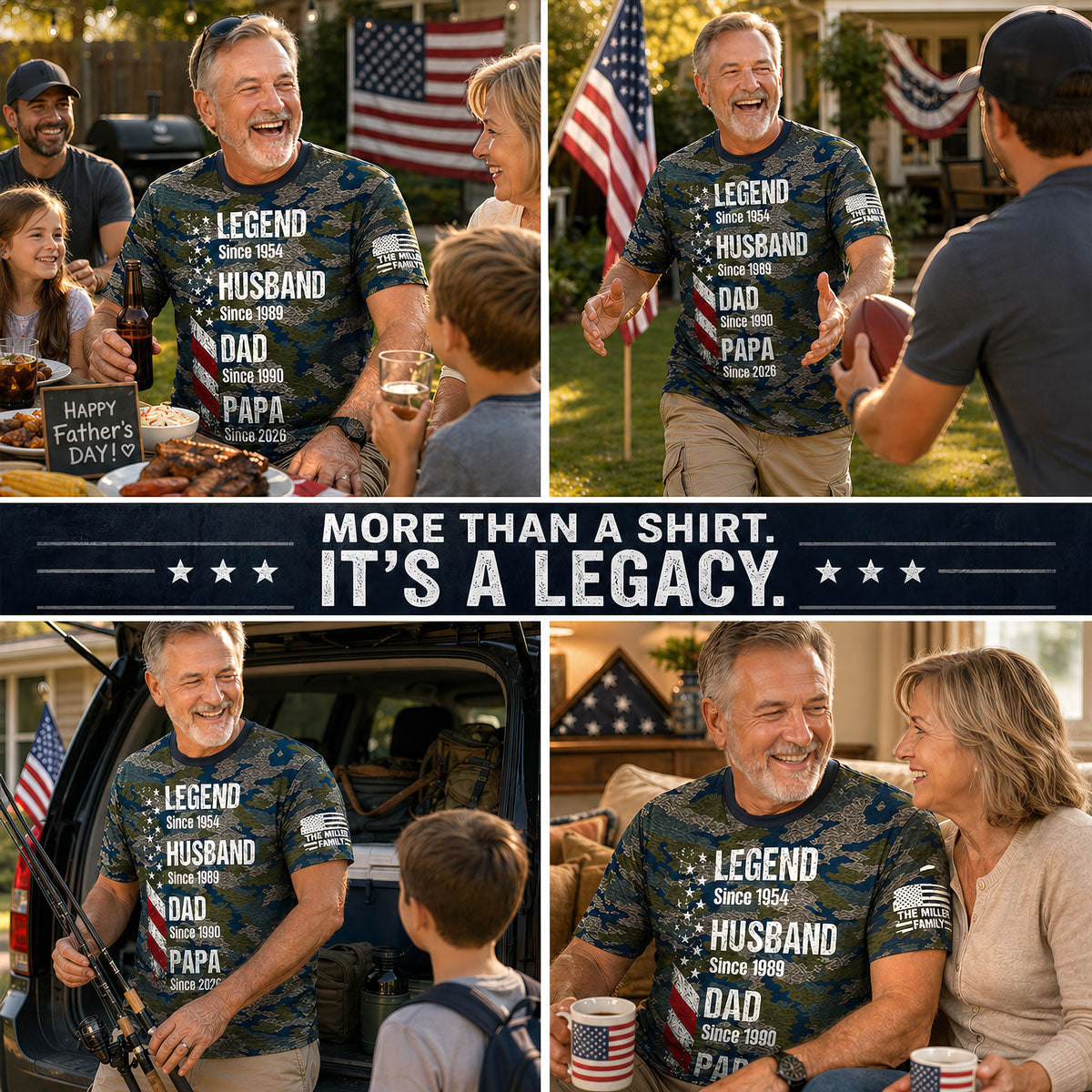 Legend Husband Dad Grandpa Camo Pattern - Personalized Shirt - Father's Day Gift For Husband, Dad, Grandpa