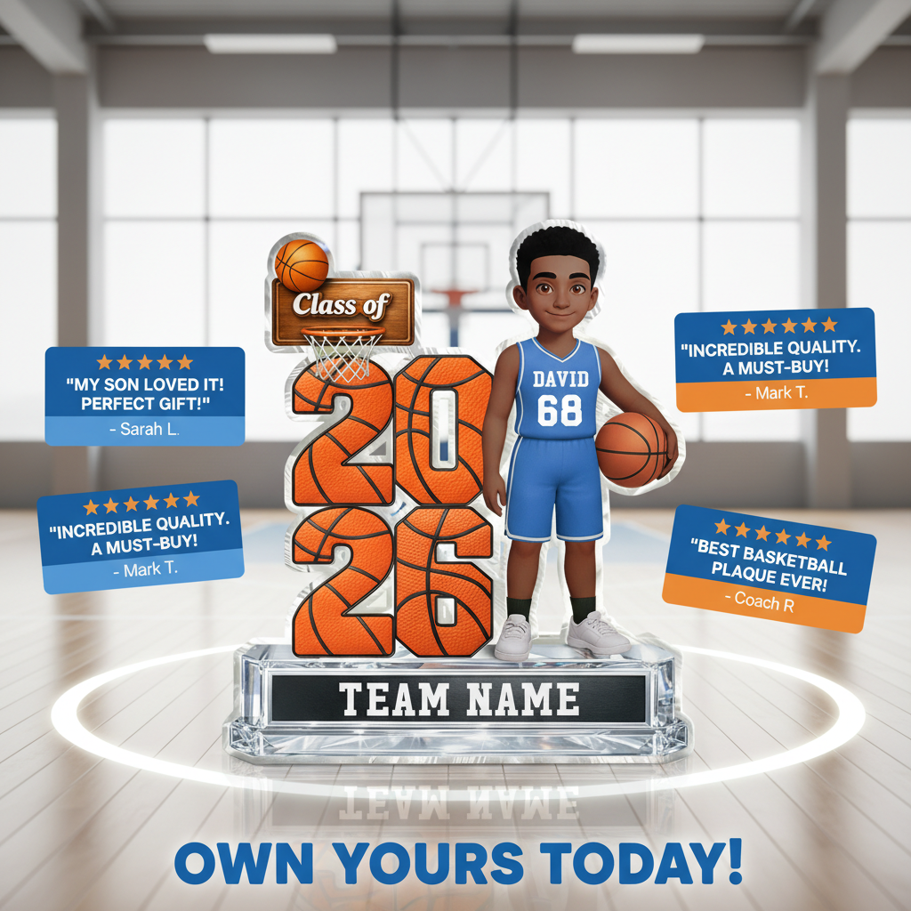 Basketball Senior Class Of 2026 2027 2D Flat - Personalized Acrylic Block Plaque - Graduation Gift For Son, Daughter