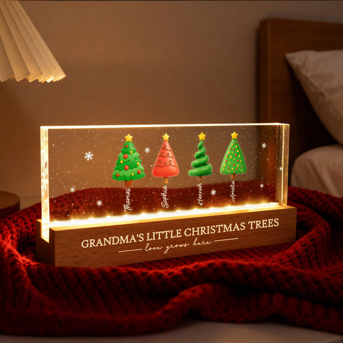 Grandma's Little Christmas Trees - Personalized LED Night Light - Heartwarming Christmas Gift For Grandma, Grandkid, Family