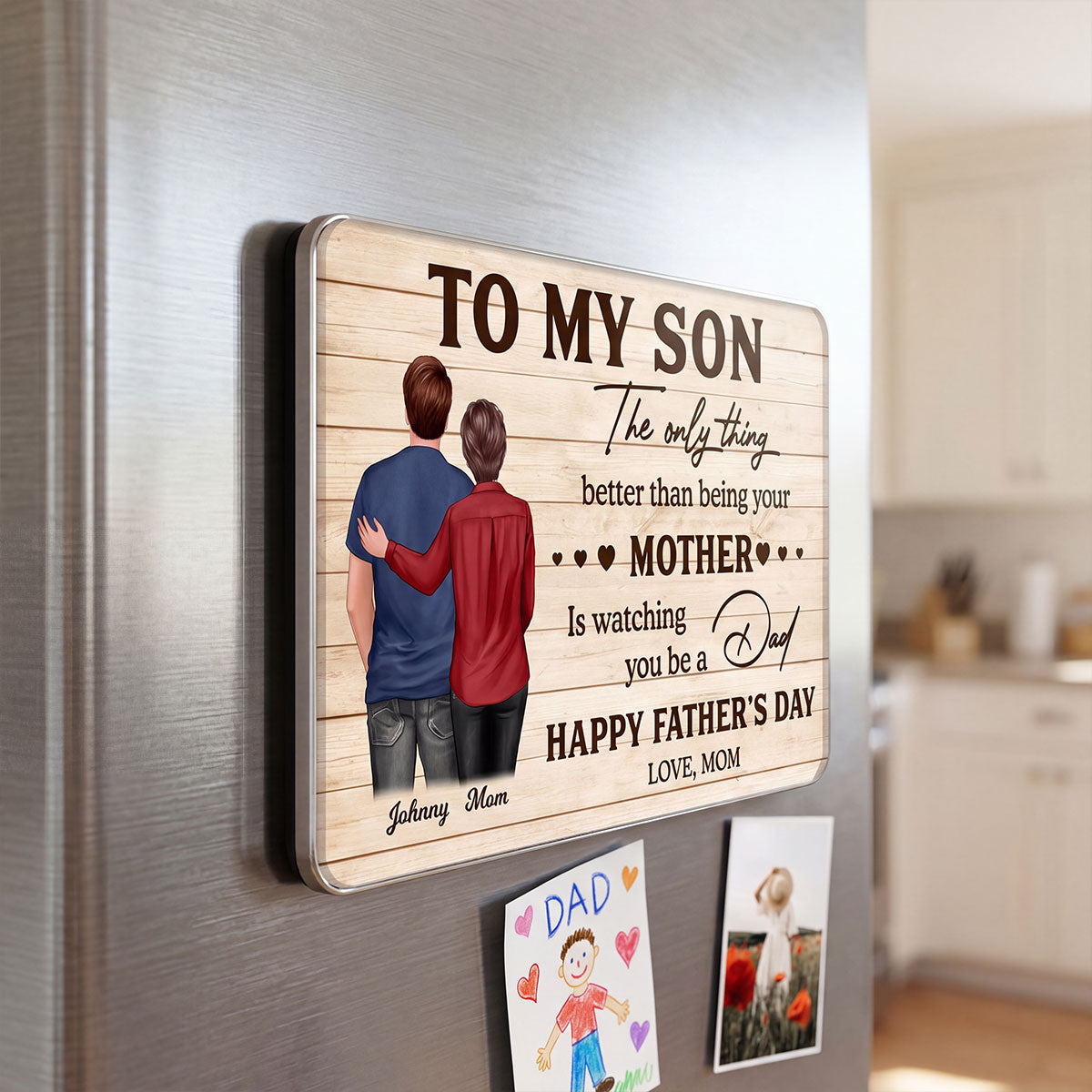 To My Son Watching You Be A Dad - Personalized Acrylic Fridge Magnet - Father's Day Gift For Son