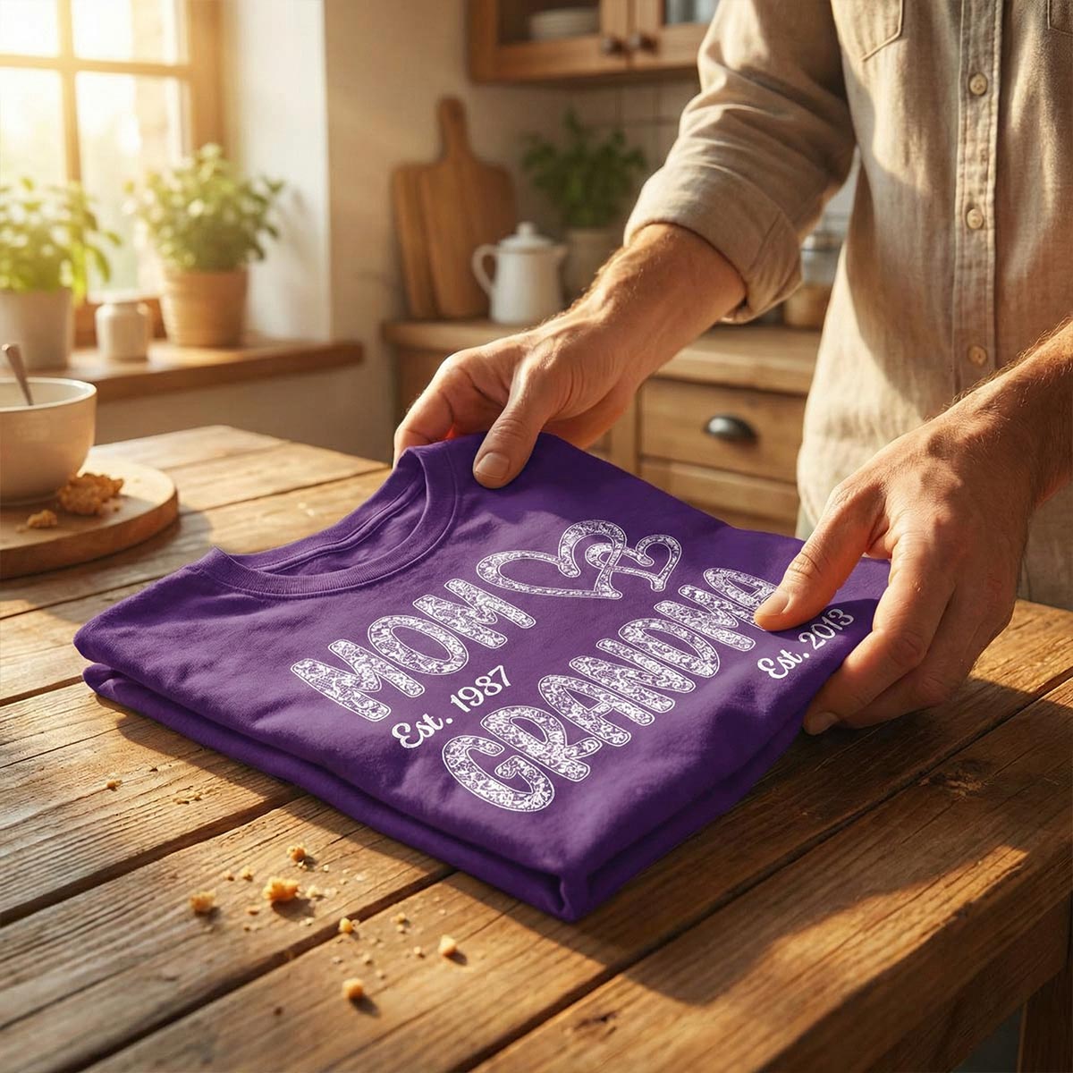 Mom Grandma Lace Pattern Est Year - Personalized Shirt - Gift For Grandma, Mom