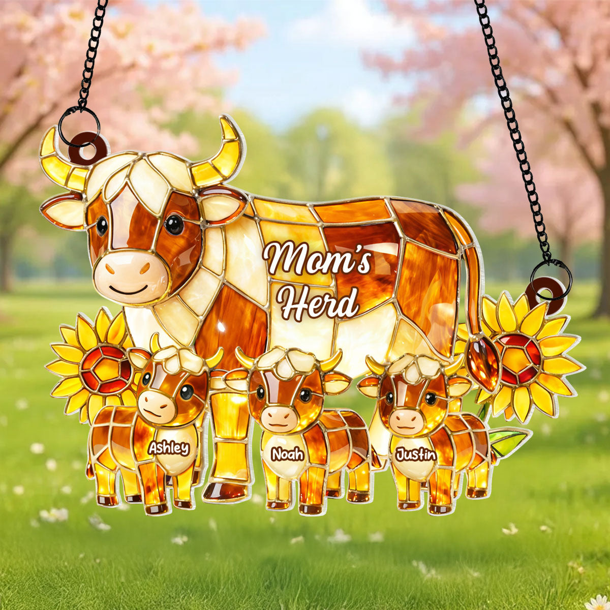 Grandma Mom's Herd - Personalized Suncatcher - Heartfelt Mother's Day Gift for Mom, Grandma, Wife