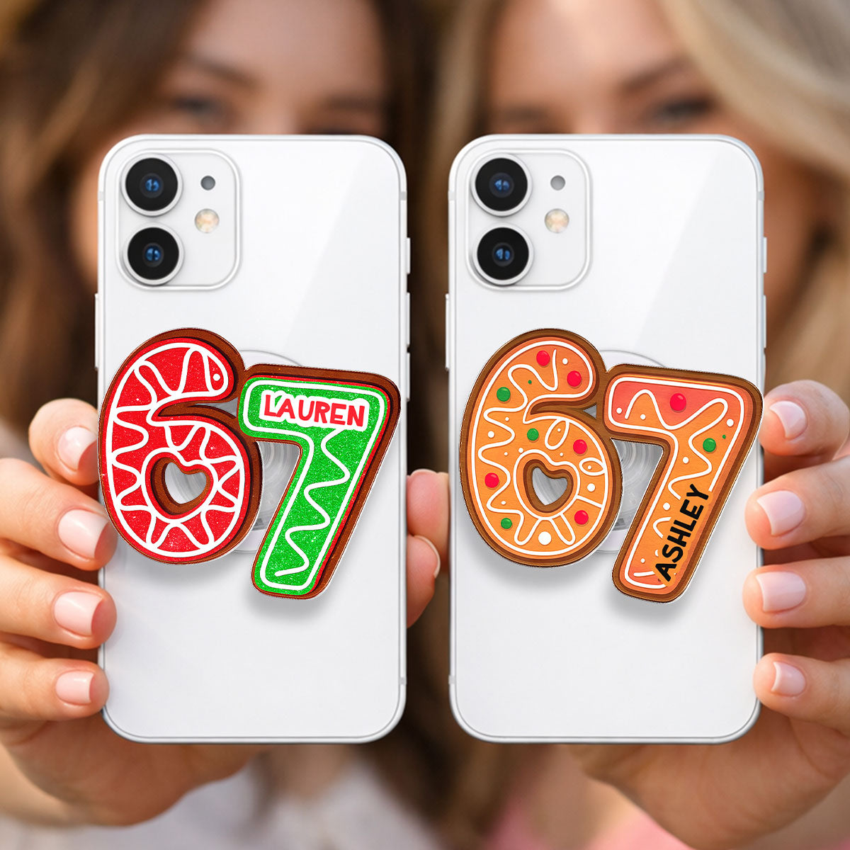 Custom Six Seven - Personalized Acrylic Magnetic Phone Grip - Teen Slang Funny Tree Decor, Funny Teen Grandkid Gift