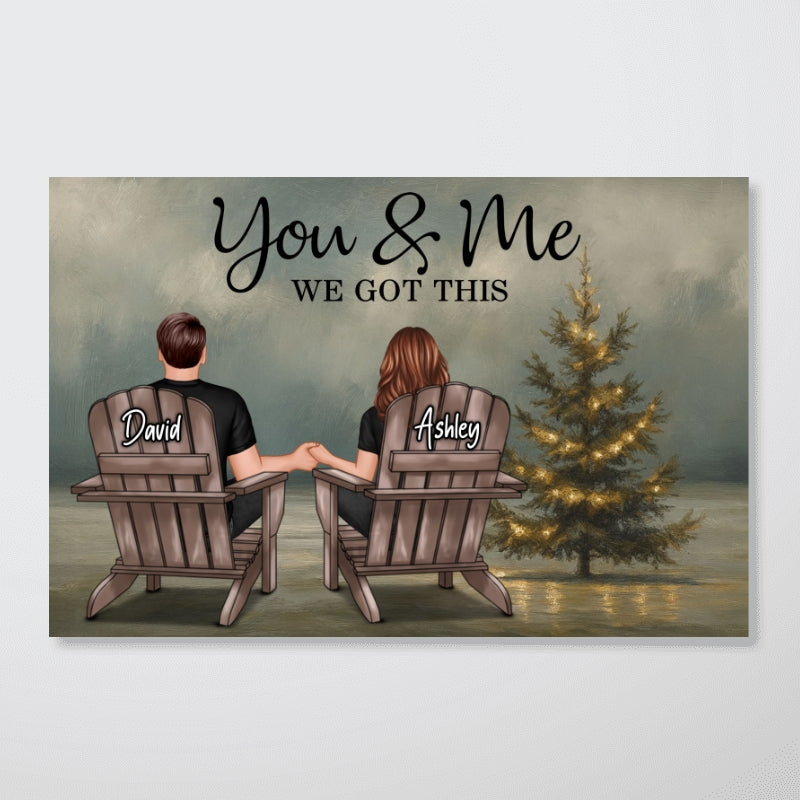 Beach Landscape Christmas Tree Eternal Love Couple - Personalized Poster - Christmas Gift for him, Gift for her