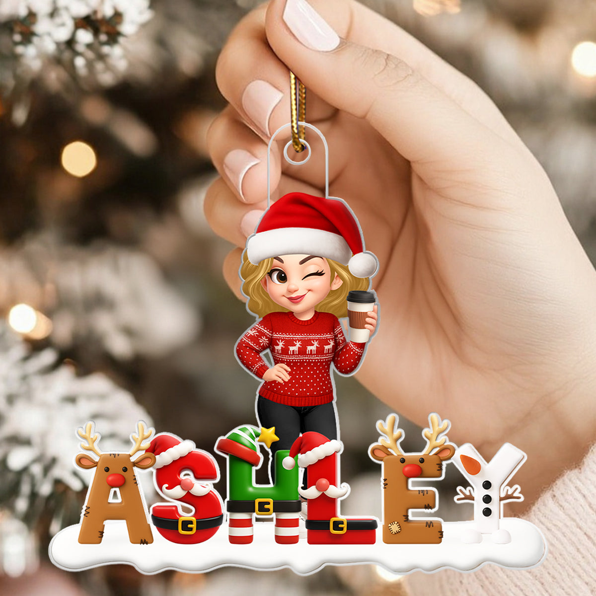 Custom Name Christmas Iconic Alphabet - Personalized Acrylic Ornament - Christmas Gift for Family, for Friends