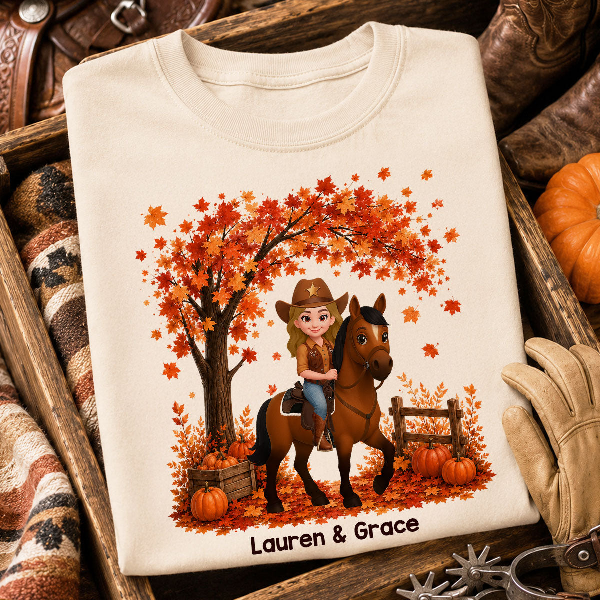 Trending Fall Season Girl And Her Horse - Personalized Shirt - Gift for Horse Lovers