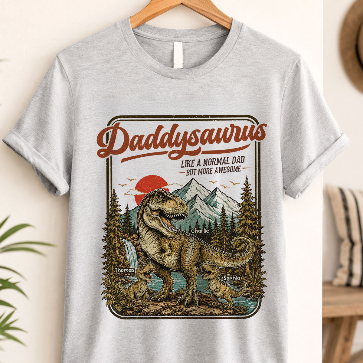 Retro Vintage Daddysaurus - Personalized Shirt - Funny Father's Day Gift For Dad, Husband