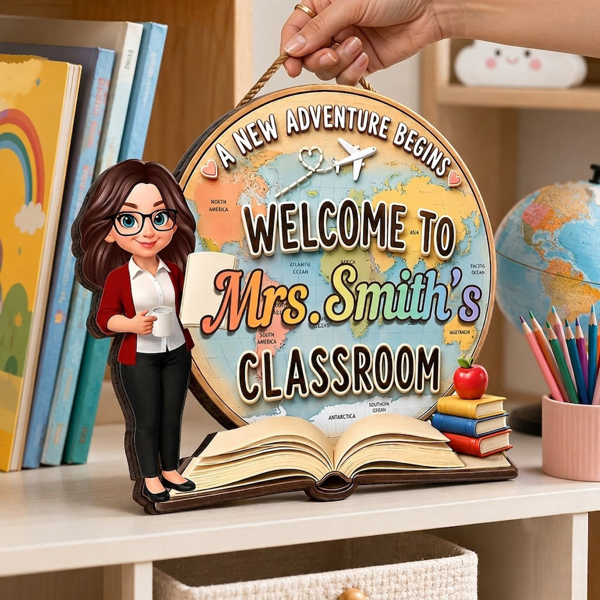 A New Adventure Begins Classroom - Personalized Wood Sign - Back To School Gift For Teachers, Classroom Decors