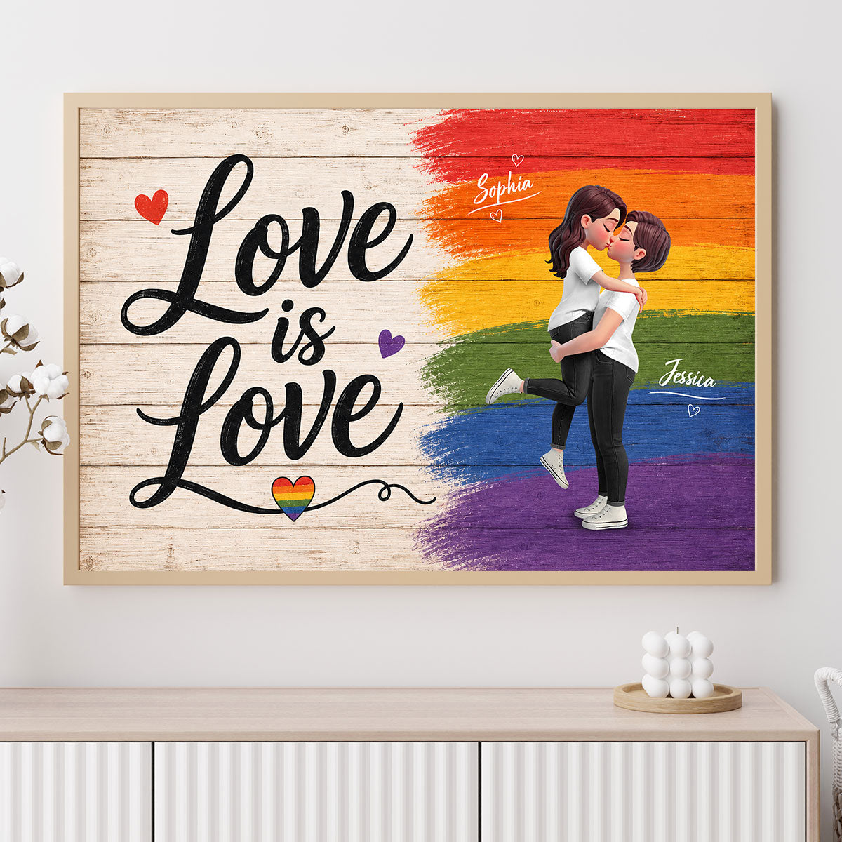 LGBT+ Couple Love Is Love - Personalized Poster - Gift For Couple, Happy Pride Month