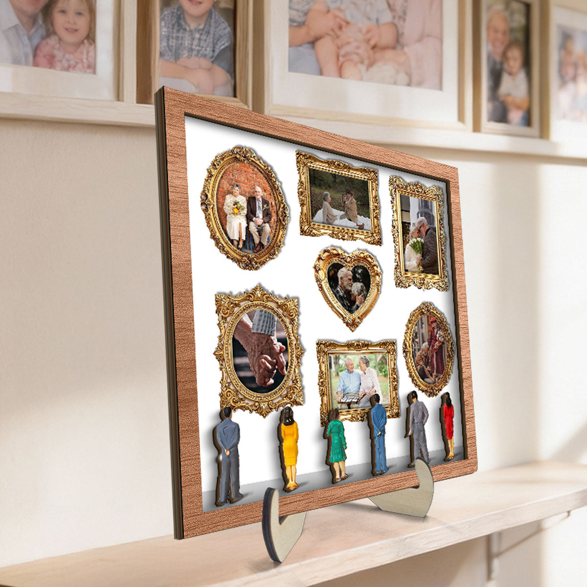 Custom Couple Photos Eternal Love As Art Gallery In Museum Exhibition - Personalized 2-Layered Wooden Plaque - Gift For Couple