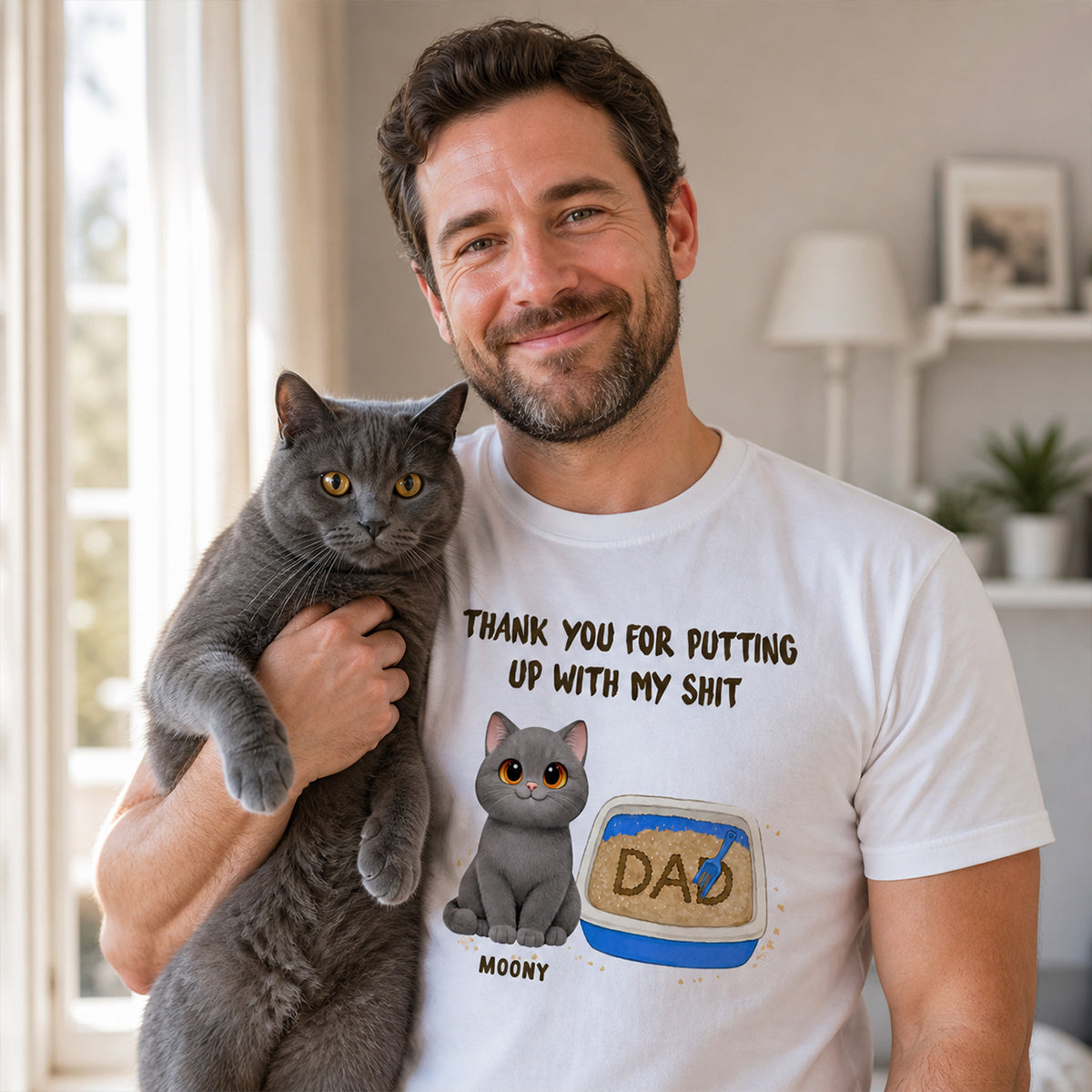 Thank You for Putting up with My Sh*t - Personalized Shirt - Funny Father's Day Gift for Cat Dad