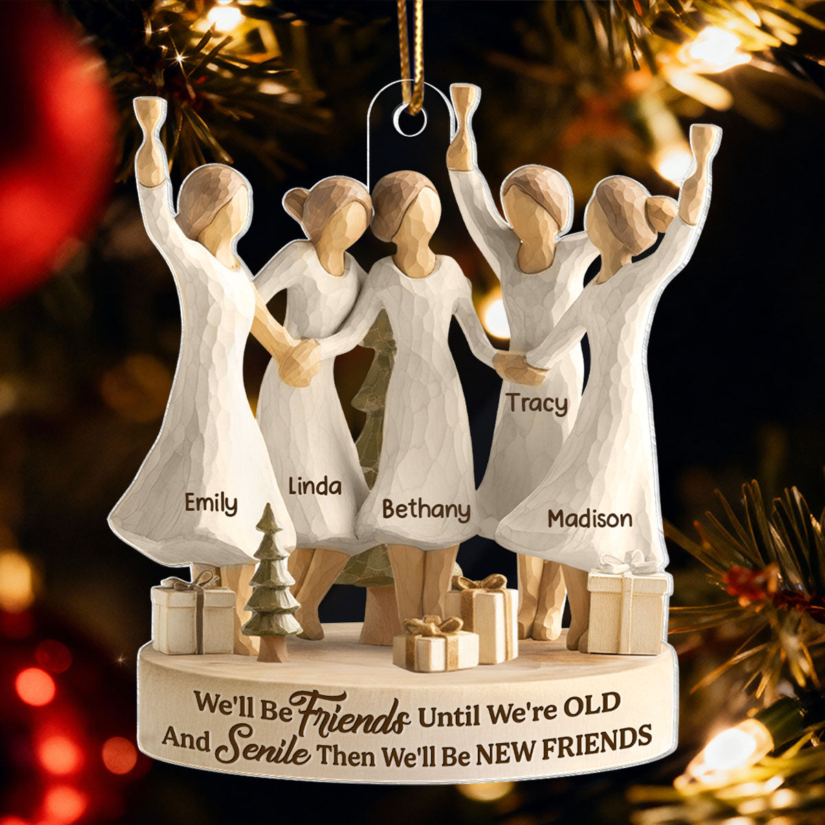Friends Until Old and Senile - Personalized Acrylic Ornament - Christmas Gift for Best Friends