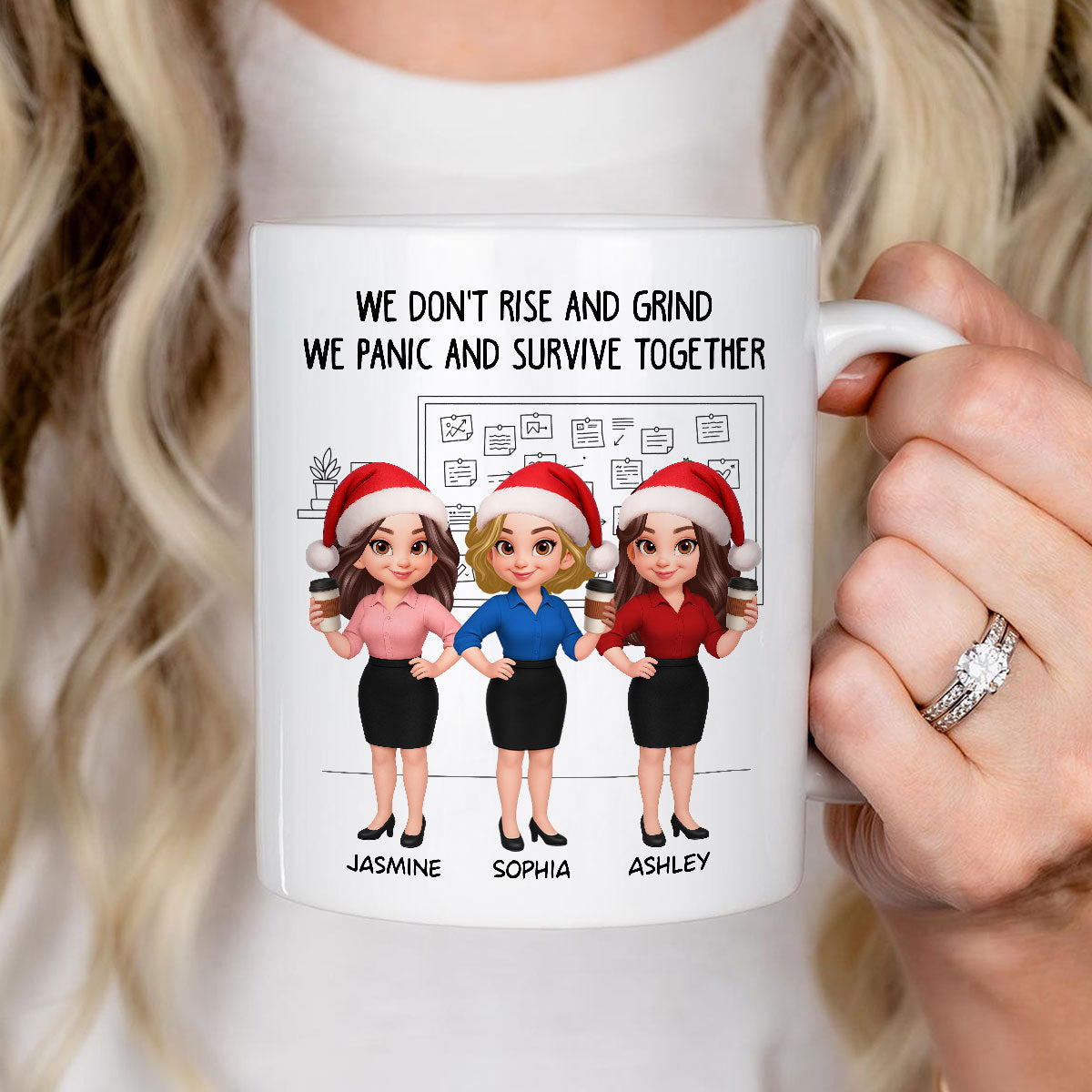 We Panic And Survive Together - Personalized Mug - Funny Gift For Work Besties, Colleagues