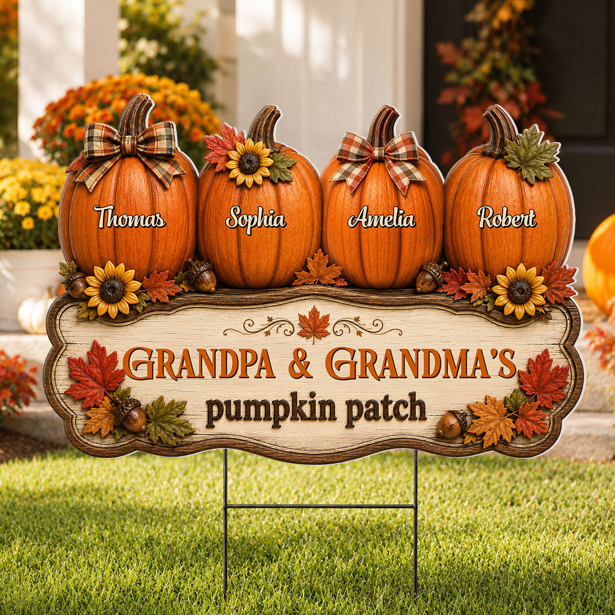 Cozy Fall Vibe Grandpa Grandma's Pumpkin Patch - Personalized Yard Sign - Fall Decor For Grandparents