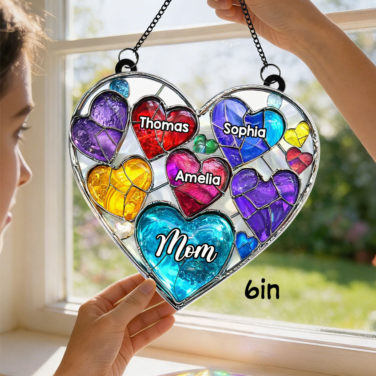 Grandma' Sweethearts - Personalized Suncatcher - Mother's Day Gift for Grandma, Mom, Wife