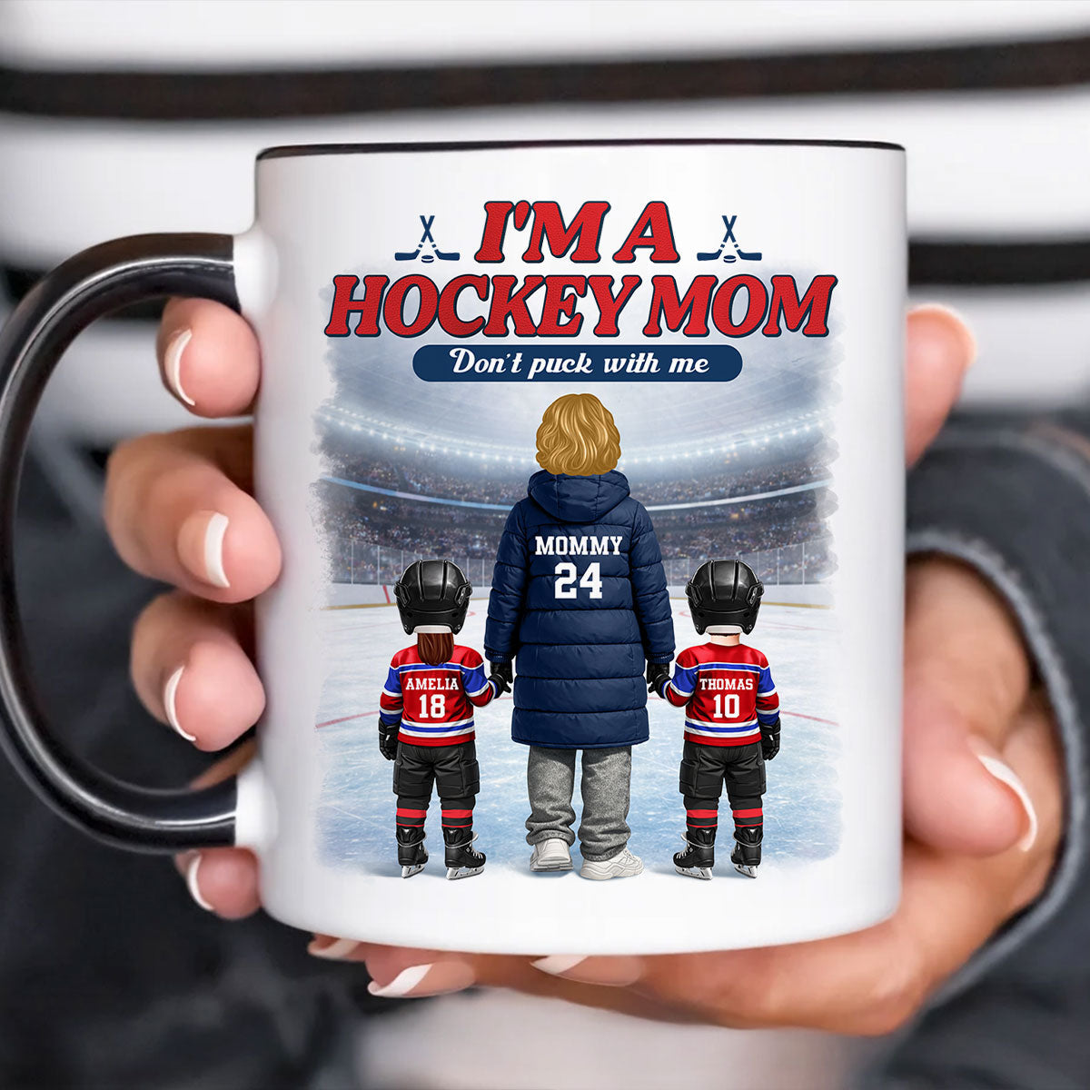 I'm A Hockey Mom And Her Kids - Personalized Mug - Heartfelt Gift For Hockey Mom, Gift For Wife