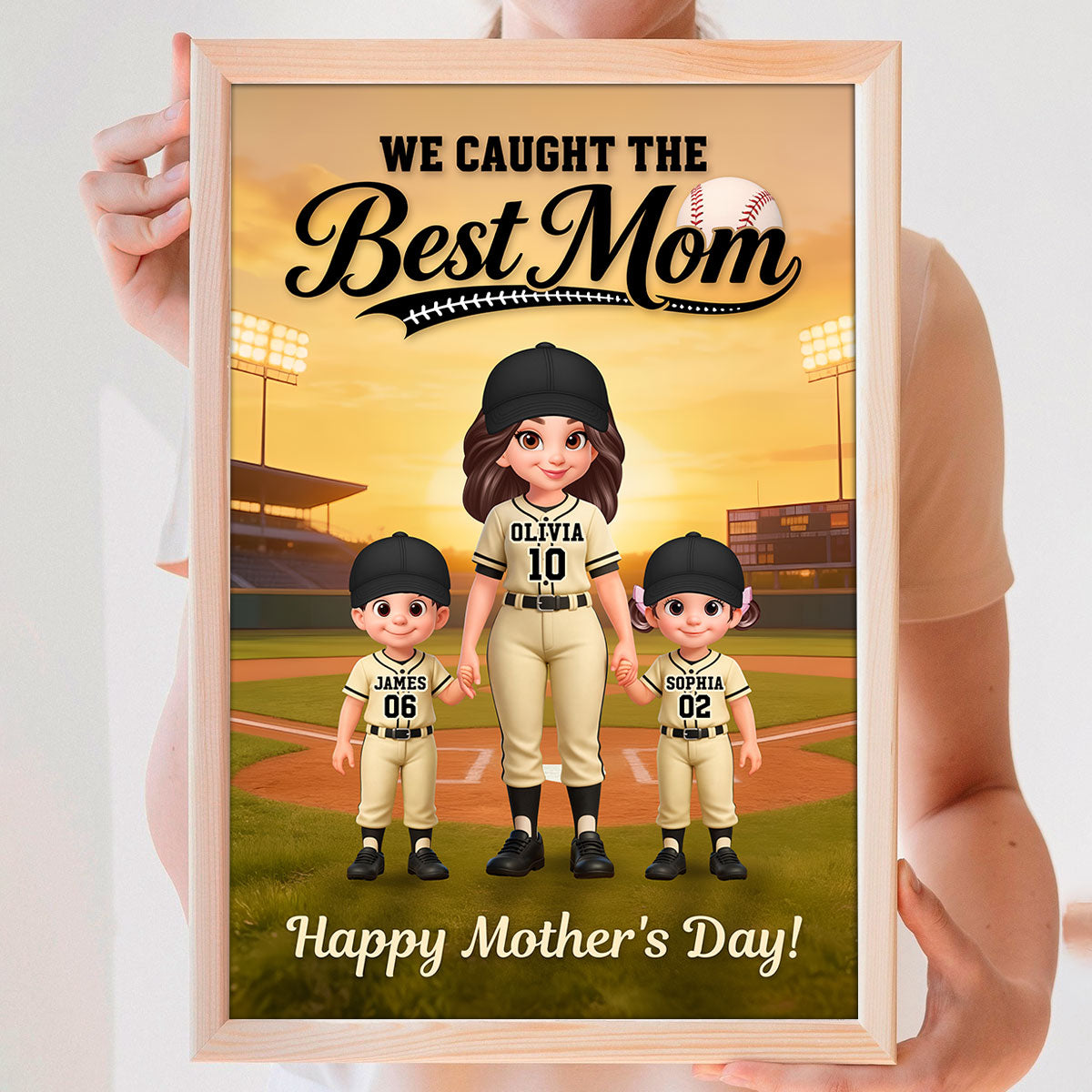 We Caught The Best Baseball Mom - Personalized Poster - Mother's Day Gift For Baseball Mom, Wife