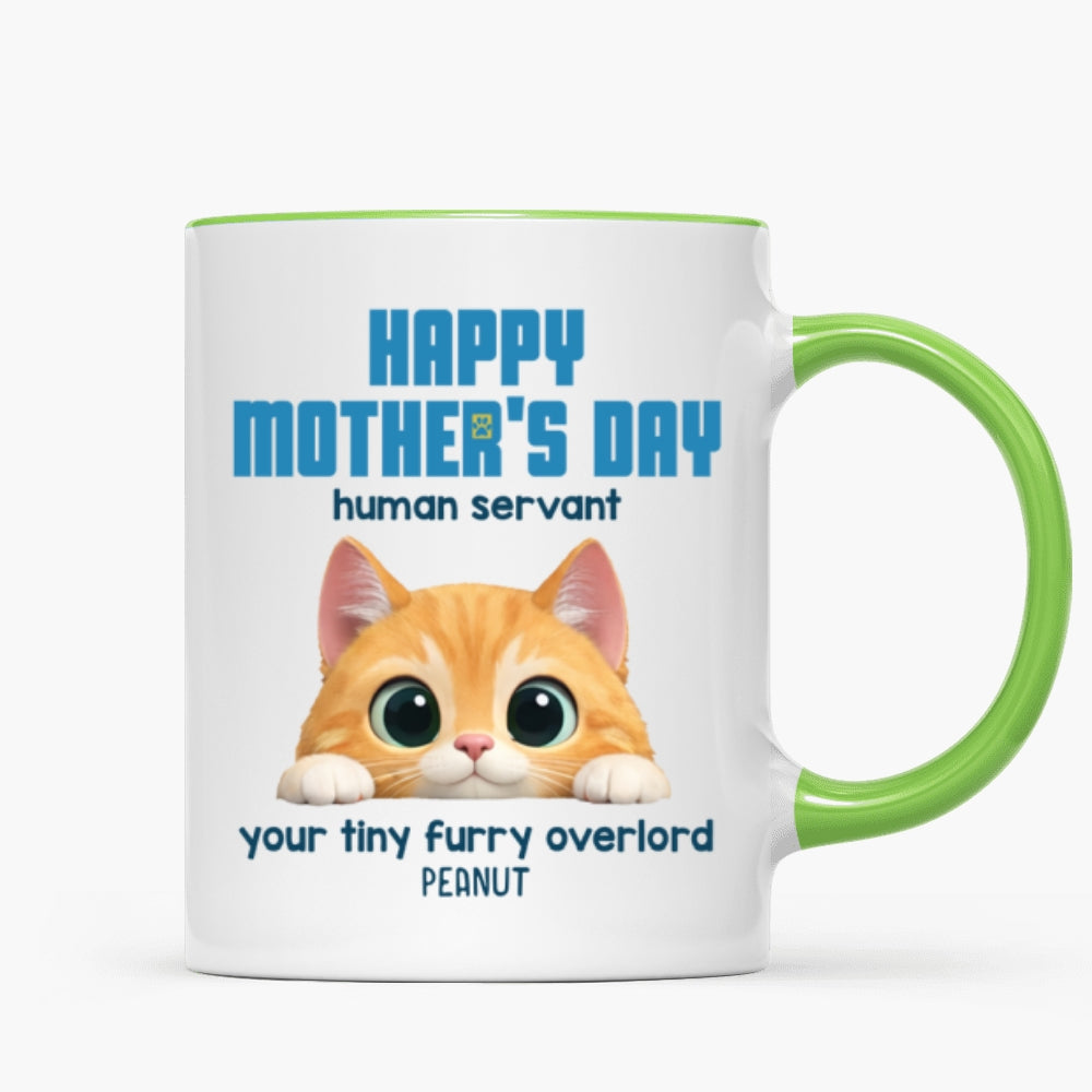 Happy Mother's Day Human Servant - Personalized Mug - Funny Gift for Cat Moms, Coffee Mug for Cat Lovers