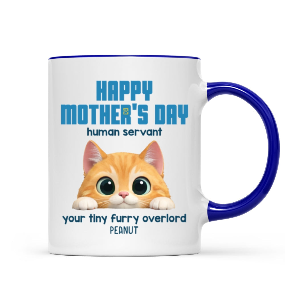 Happy Mother's Day Human Servant - Personalized Mug - Funny Gift for Cat Moms, Coffee Mug for Cat Lovers