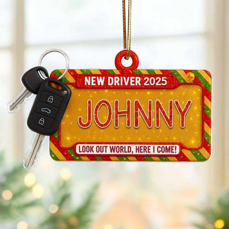 New Driver Look Out World, Here I Come - Personalized Acrylic Ornament - Unique Christmas Gift For New Driver