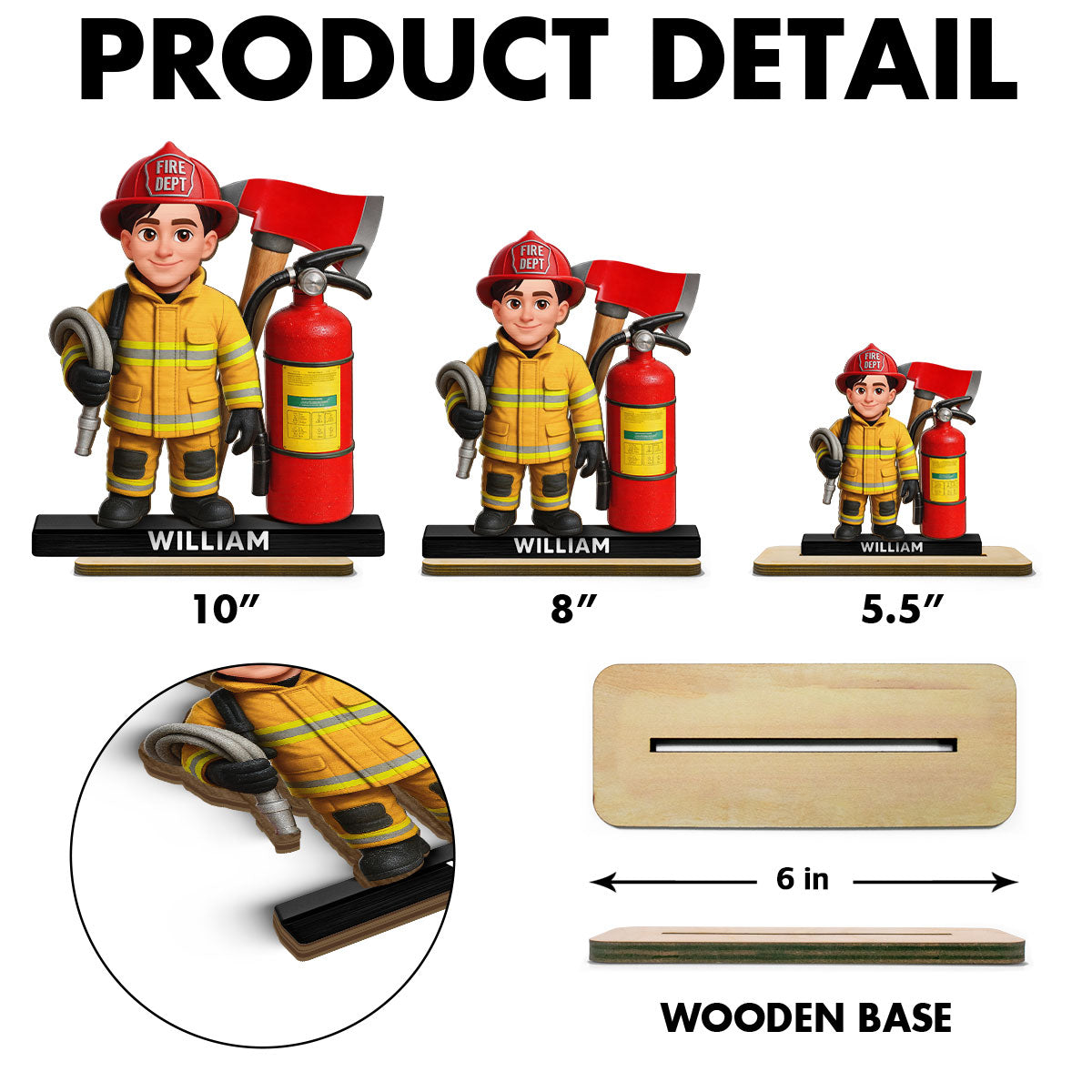 Proud Firefighter - Personalized 2-Layered Wooden Plaque - Gift For Firefighters