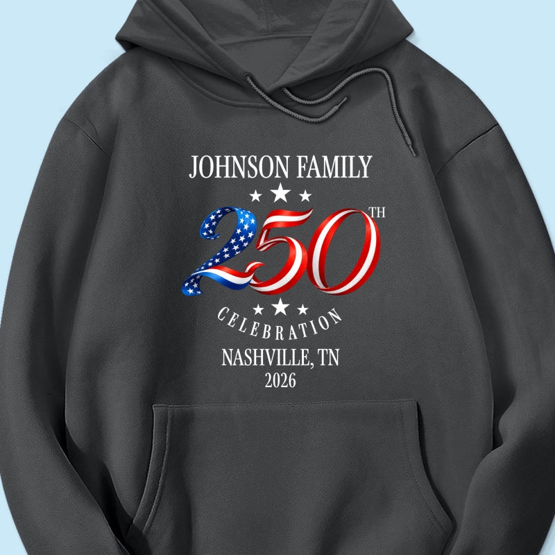 Custom Family American 250th Anniversary 4th of July - Personalized Shirt - Family Matching Patriotic Crew Shirt