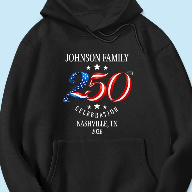 Custom Family American 250th Anniversary 4th of July - Personalized Shirt - Family Matching Patriotic Crew Shirt