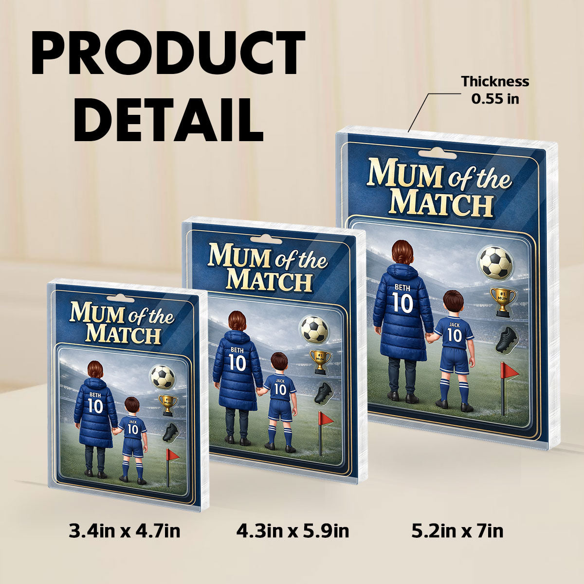 Mum Of The Match - Personalised Acrylic Block Plaque - Gift For Mum