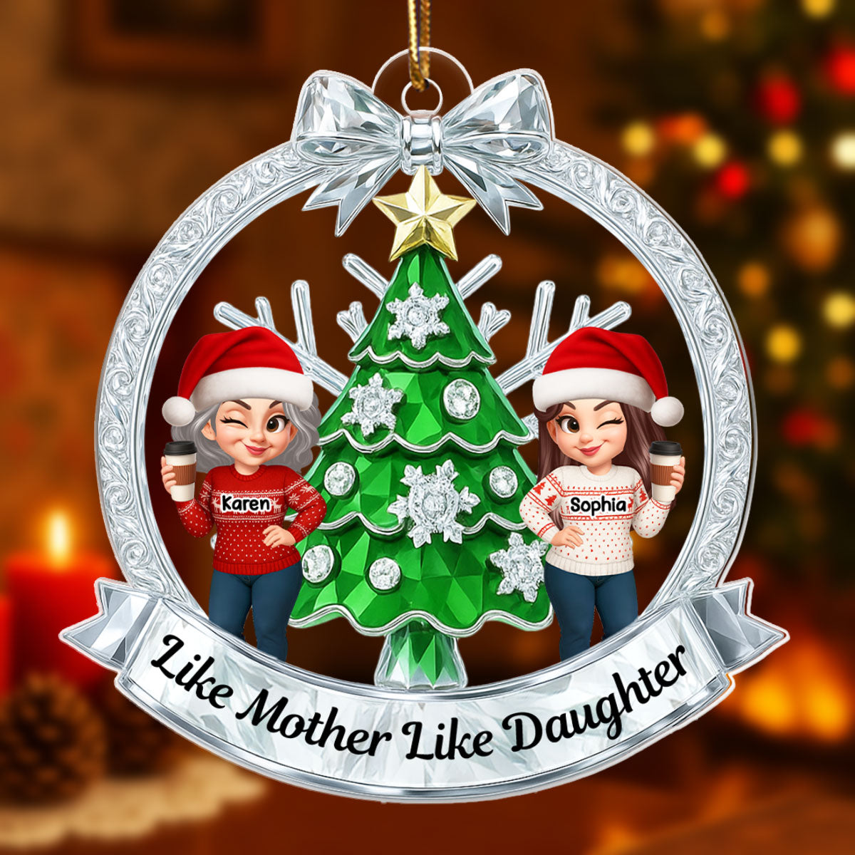 Like Mother Like Daughter - Personalized Acrylic Ornament - Christmas Gift for Mom, Daughter