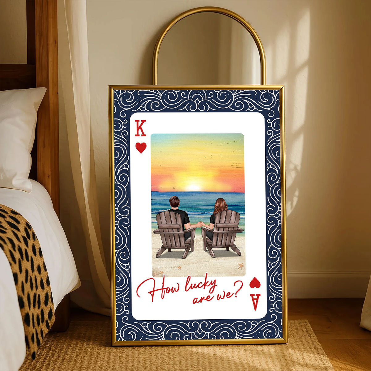 How Lucky We Are Couple Back View At Beach - Personalized Poster - Anniversary, Valentine's Day Gift, Gift For Him, Gift For Her