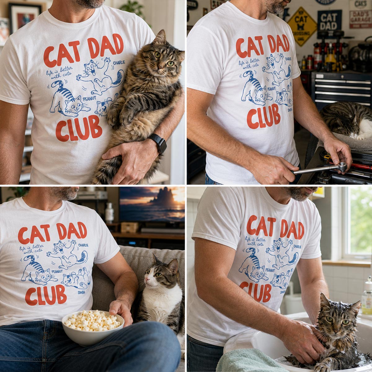 Funny Cat Dad Club - Personalized Shirt - Father's Day Gift for Cat Dad