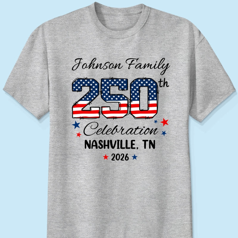 America 250th Anniversary 250 Years Of Freedom 1776 - 2026 - Personalized Shirt - Family Matching Shirt, Patriotic Crew Shirt