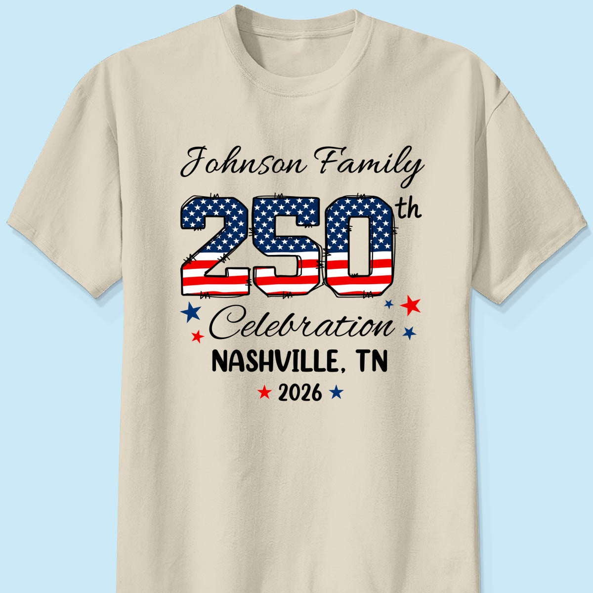 America 250th Anniversary 250 Years Of Freedom 1776 - 2026 - Personalized Shirt - Family Matching Shirt, Patriotic Crew Shirt
