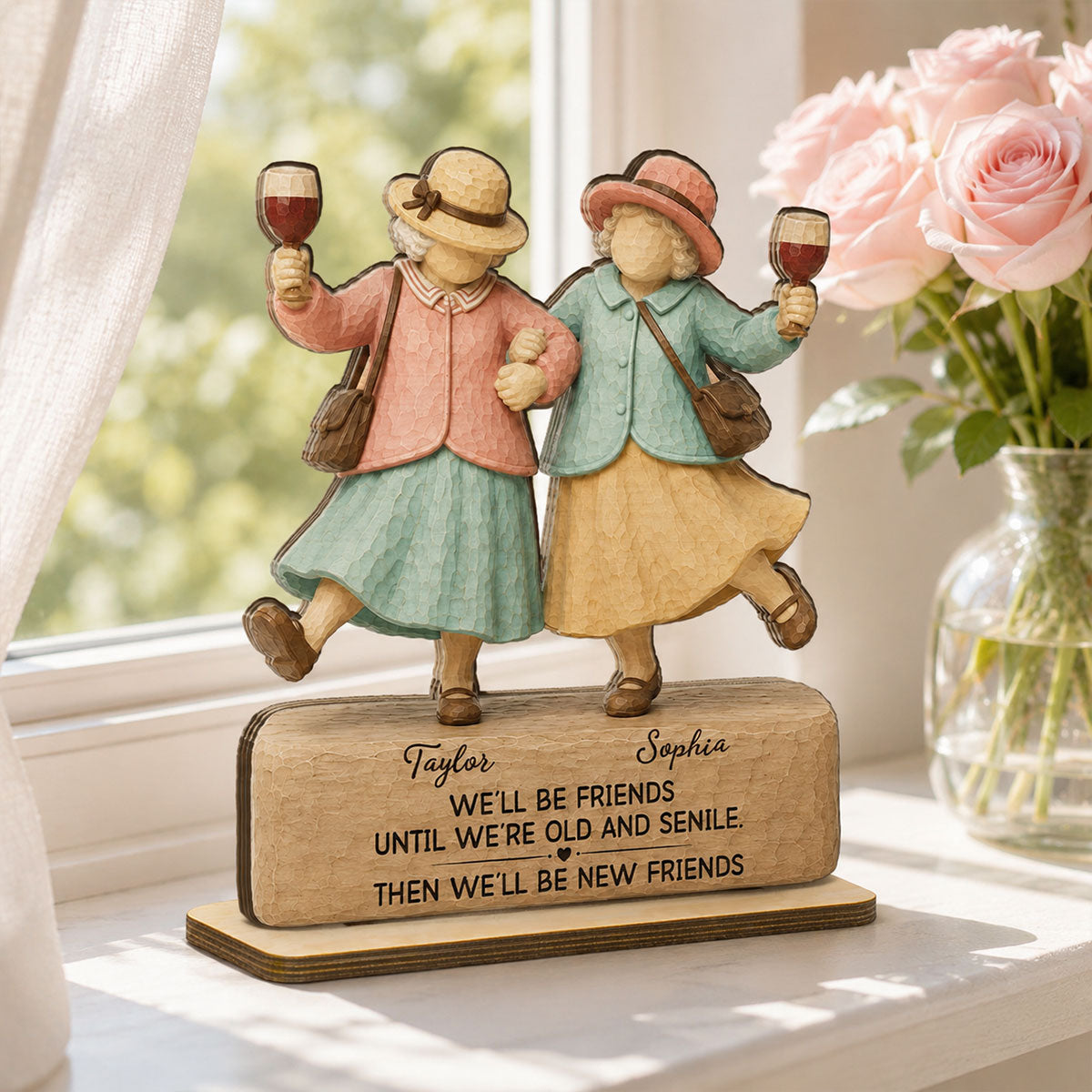 Funny We'll Be Friends - Personalized 2 Layered Wooden Plaque - Gift For Besties, Best Friends