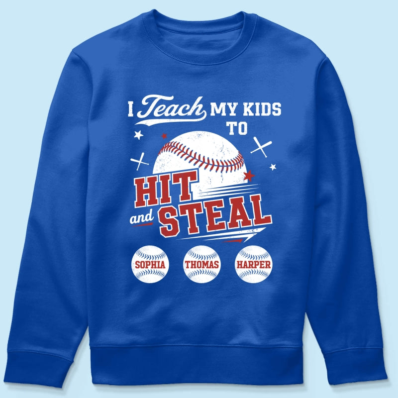 Best Dads Teach Kids To Hit & Steal - Personalized Shirt - Father's Day Gift For Baseball Dad, Husband