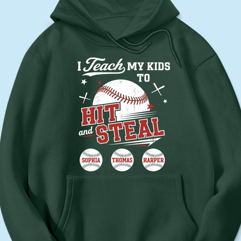 Best Dads Teach Kids To Hit & Steal - Personalized Shirt - Father's Day Gift For Baseball Dad, Husband