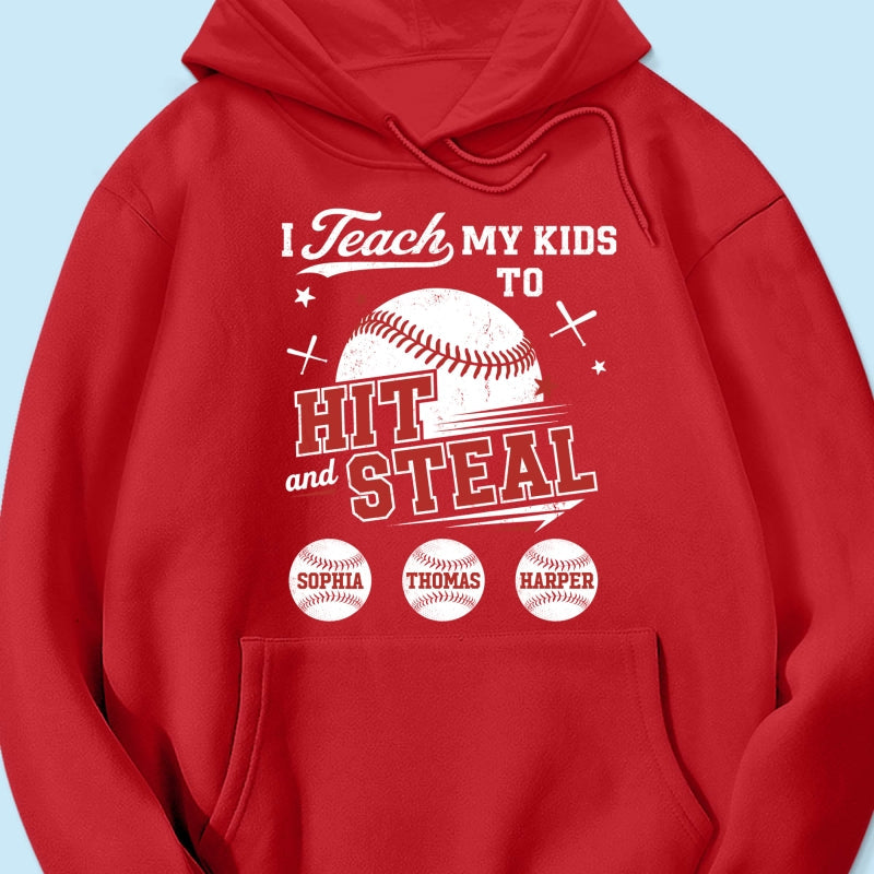 Best Dads Teach Kids To Hit & Steal - Personalized Shirt - Father's Day Gift For Baseball Dad, Husband