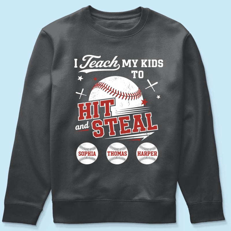 Best Dads Teach Kids To Hit & Steal - Personalized Shirt - Father's Day Gift For Baseball Dad, Husband