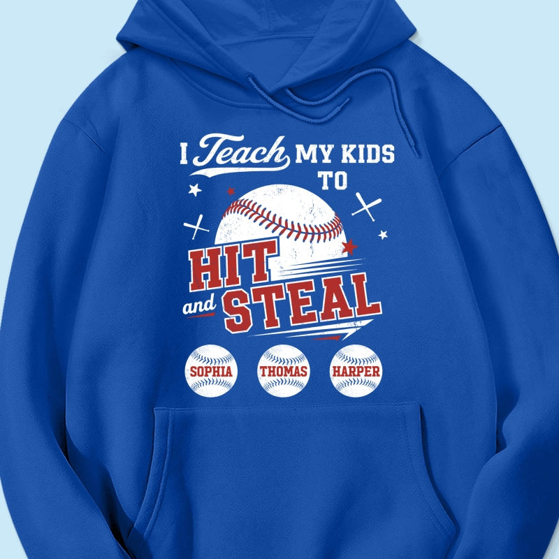 Best Dads Teach Kids To Hit & Steal - Personalized Shirt - Father's Day Gift For Baseball Dad, Husband