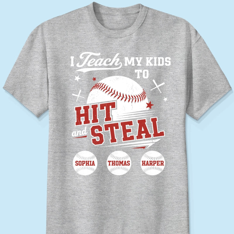 Best Dads Teach Kids To Hit & Steal - Personalized Shirt - Father's Day Gift For Baseball Dad, Husband