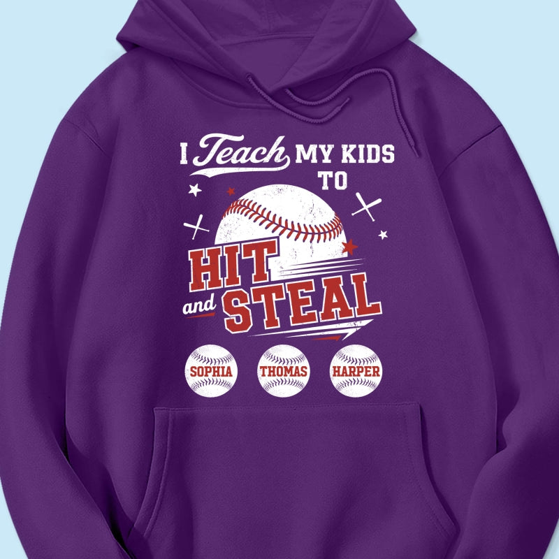 Best Dads Teach Kids To Hit & Steal - Personalized Shirt - Father's Day Gift For Baseball Dad, Husband