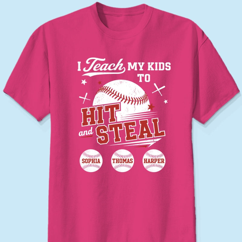 Best Dads Teach Kids To Hit & Steal - Personalized Shirt - Father's Day Gift For Baseball Dad, Husband