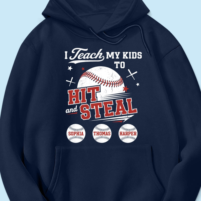 Best Dads Teach Kids To Hit & Steal - Personalized Shirt - Father's Day Gift For Baseball Dad, Husband