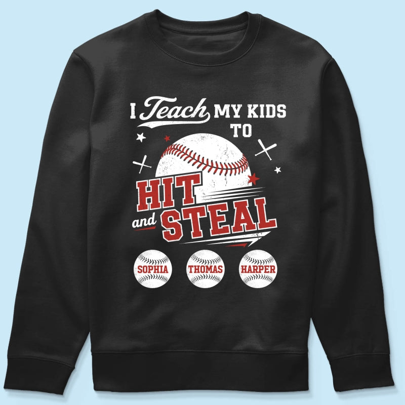 Best Dads Teach Kids To Hit & Steal - Personalized Shirt - Father's Day Gift For Baseball Dad, Husband
