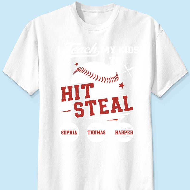 Best Dads Teach Kids To Hit & Steal - Personalized Shirt - Father's Day Gift For Baseball Dad, Husband
